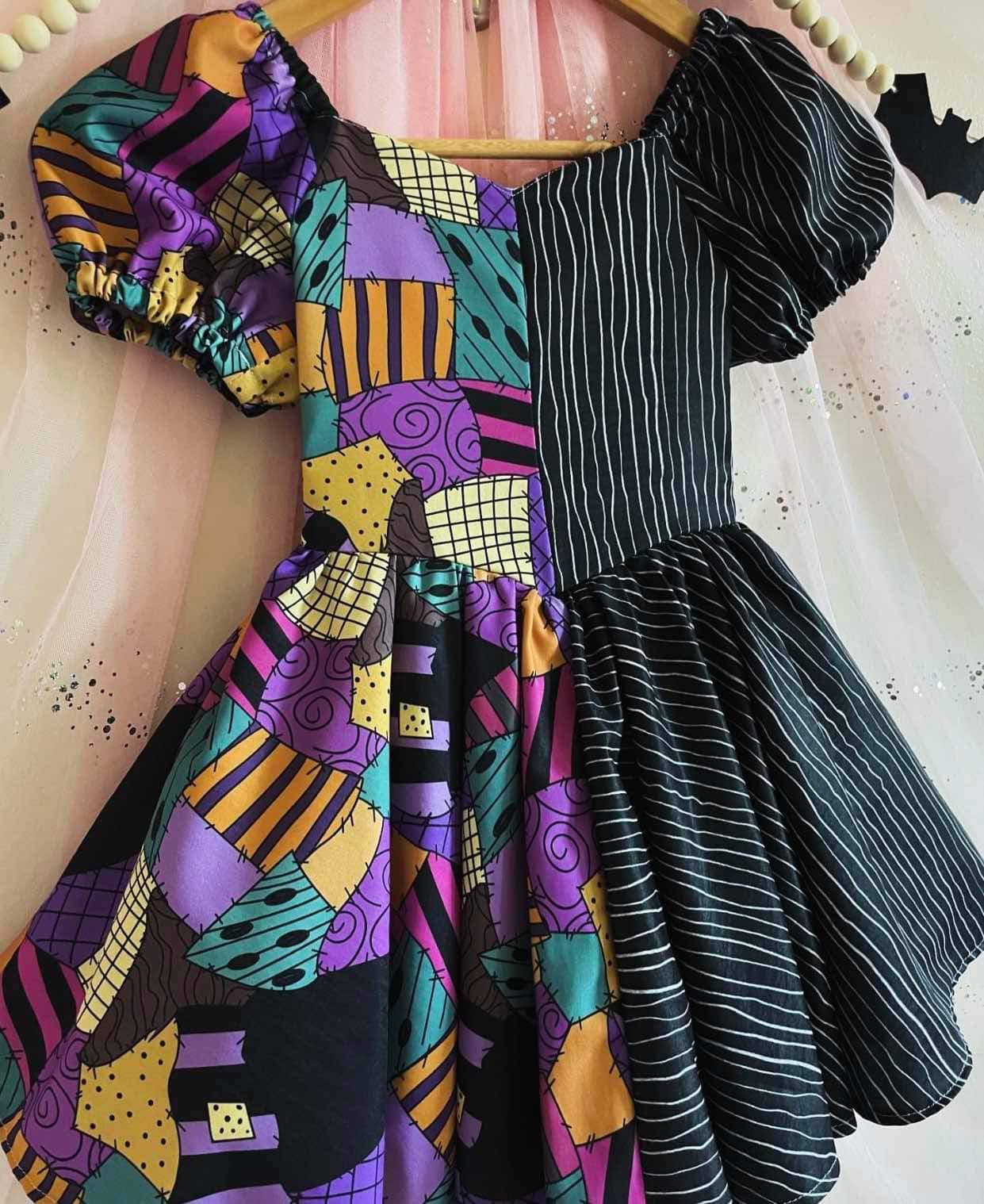MOQ 3 short sleeves kids girls patchwork Halloween dress