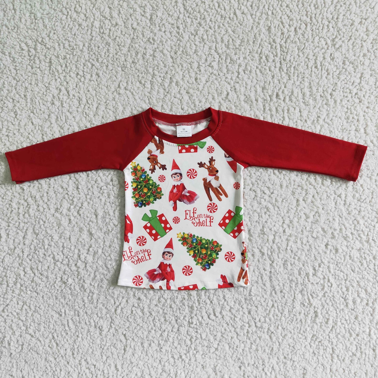 Red long sleeve cute naughty and nice boy Christmas shirt
