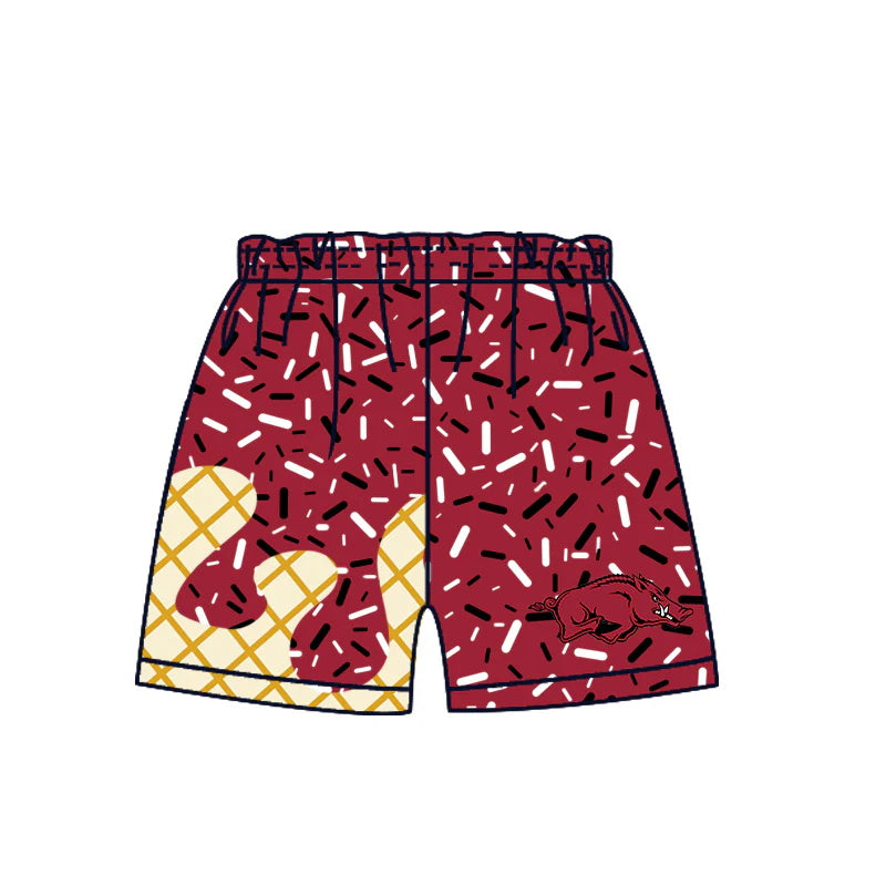 MOQ 3 pcs hogs maroon ice cream sprinkle boys team shorts