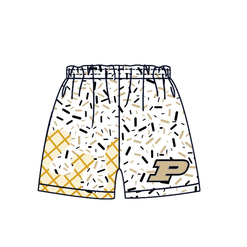 MOQ 3 pcs P white ice cream sprinkle boys team shorts