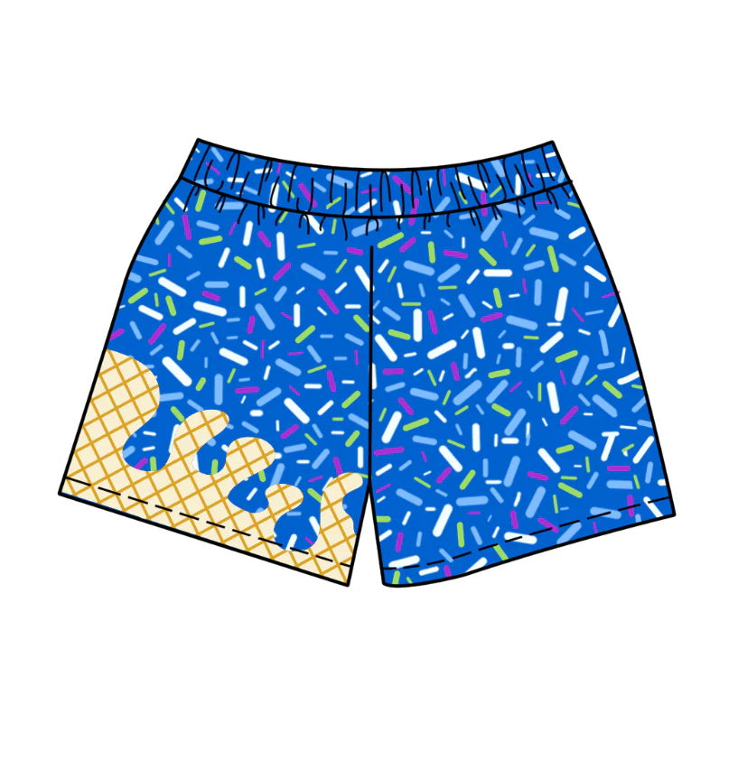 MOQ 3 pcs blue ice cream sprinkle boys team shorts