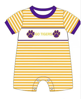 Deadline May 18 short sleeves stripe tiger baby boy team romper