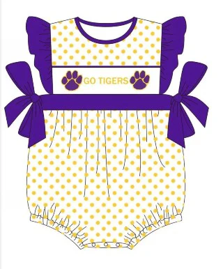 Deadline May 18 flutter sleeves polka dots tiger baby girl team romper