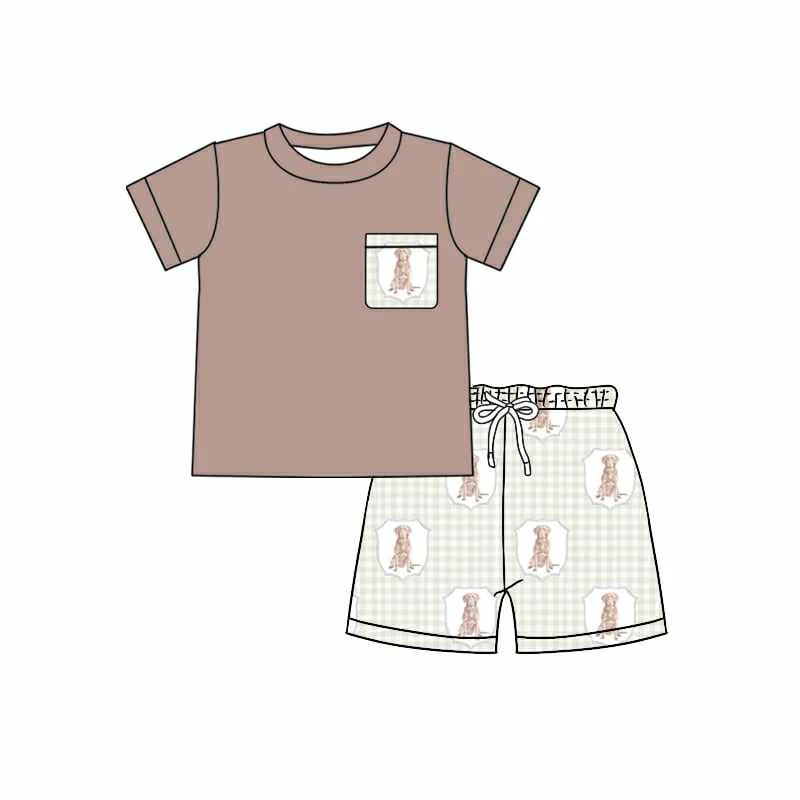 Deadline May 18 khaki dog pocket top shorts boys clothes