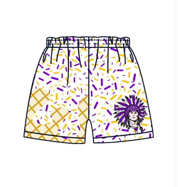 Deadline Aug 8 2025 purple yellow ice cream drip boys summer team shorts