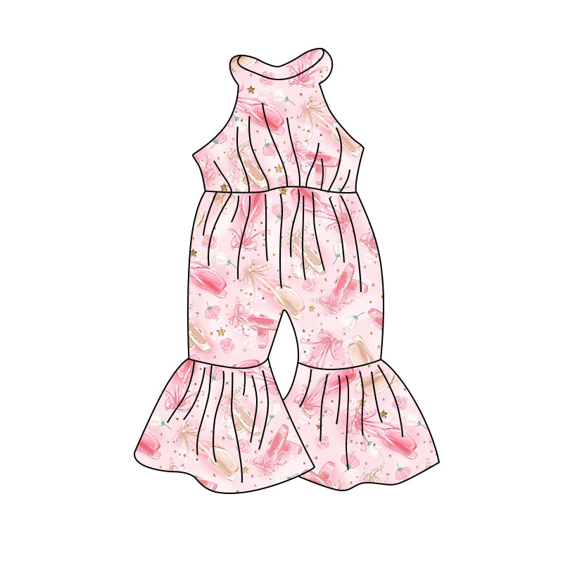 MOQ 5 pink dance shoes sleeveless girls jumpsuit