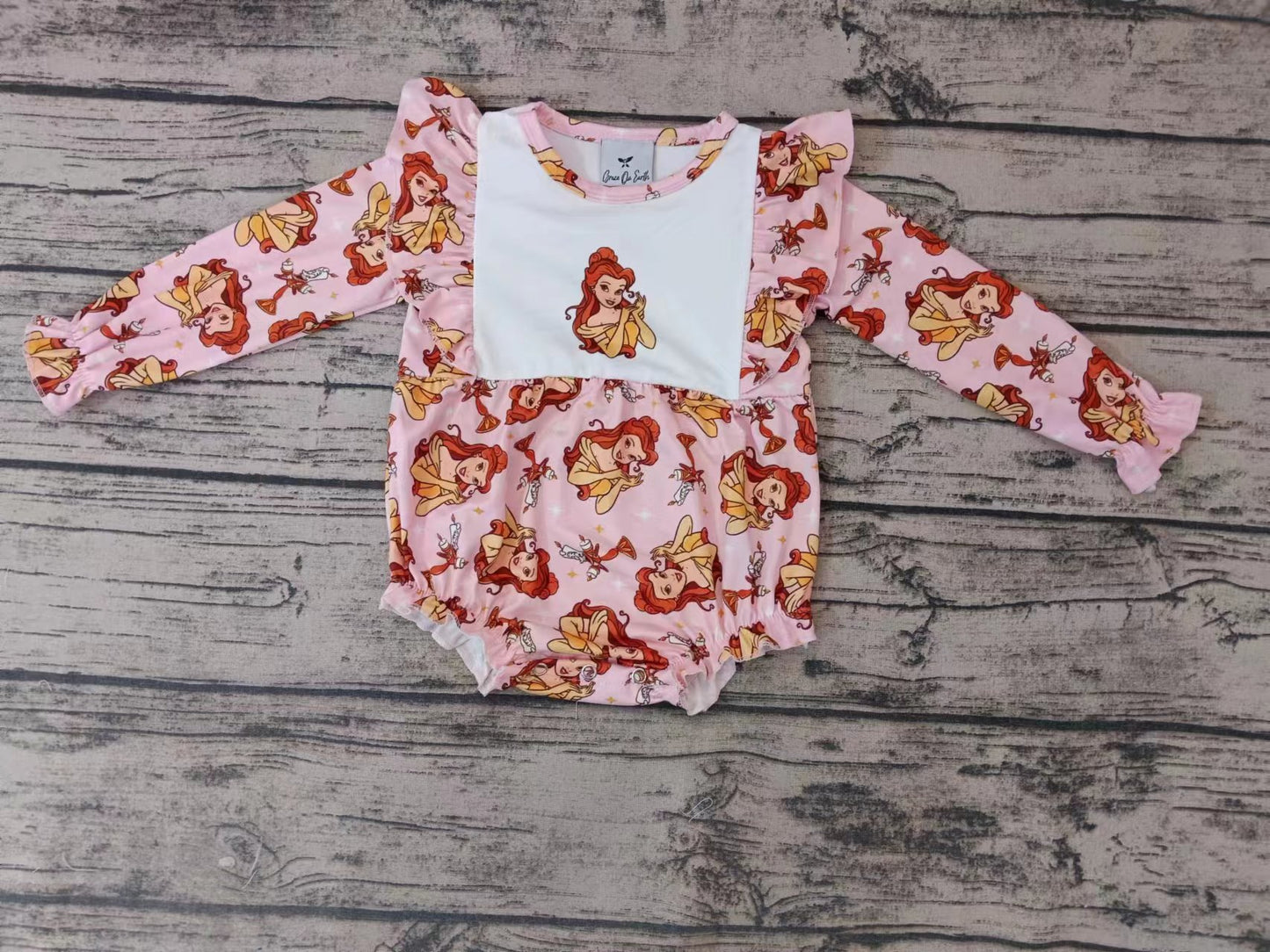 MOQ 3 pcs long sleeves beauty baby girls princess romper