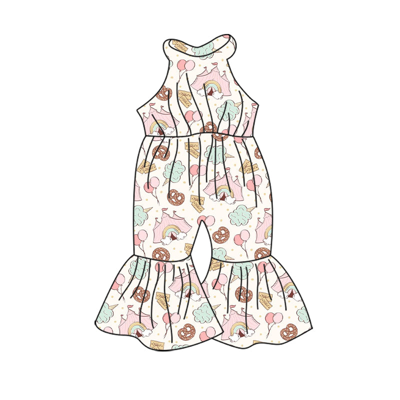 MOQ 5 balloon ice cream snacks girls sleeveless jumpsuit