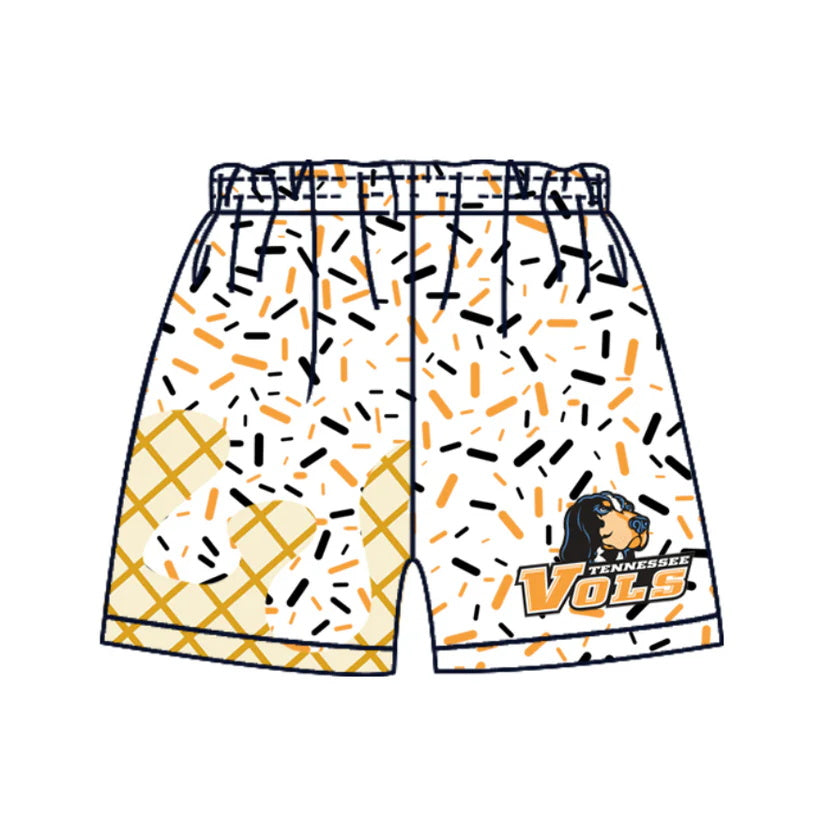 MOQ 3 pcs dog yellow ice cream sprinkle boys team shorts