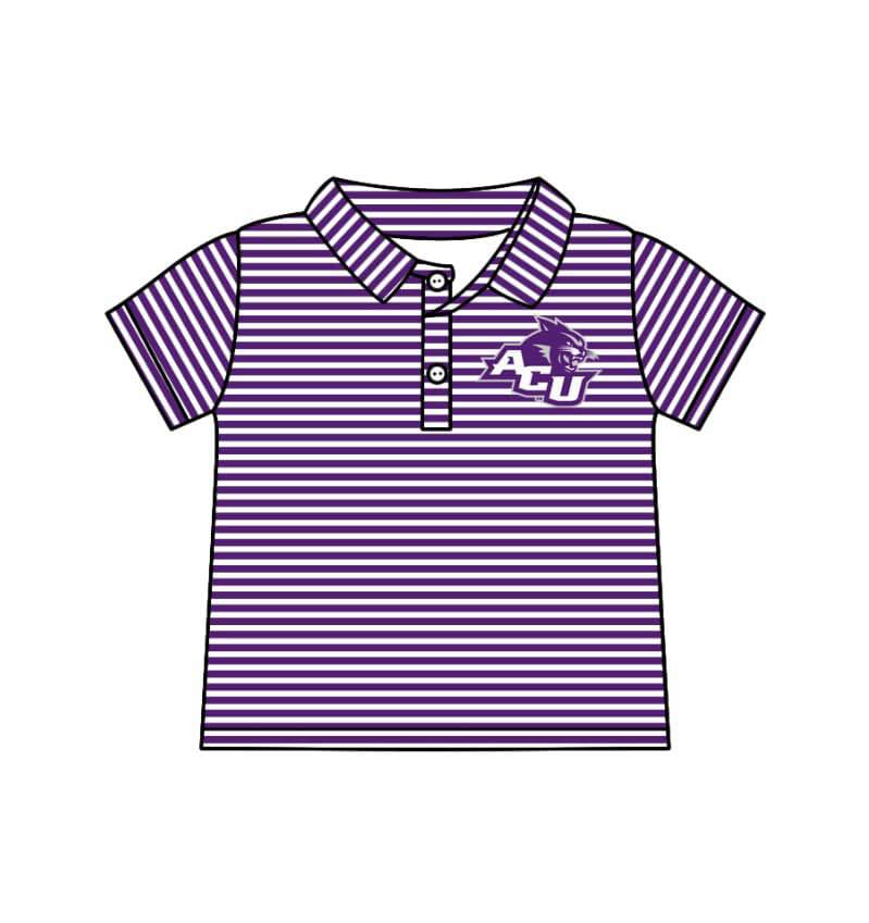 Deadline July 15 2025 purple stripe short sleeves kids boys polo team shirt