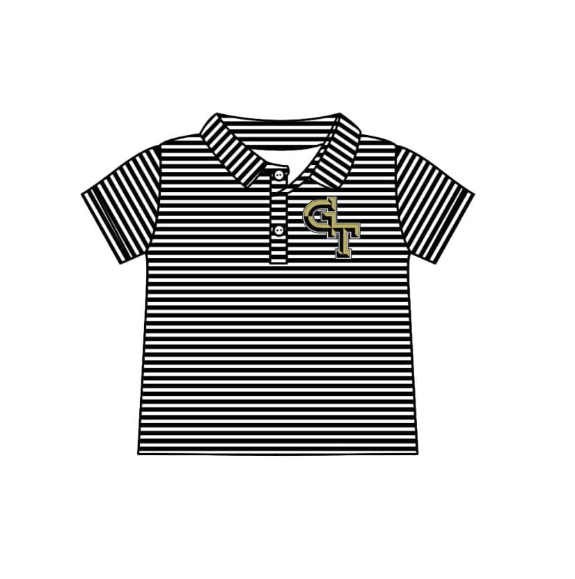 Deadline July 15 2025 G T black stripe short sleeves kids boys polo team shirt
