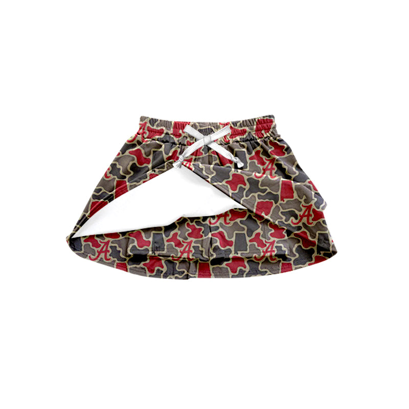 MOQ 5 pcs A camo kids girls team active skirt