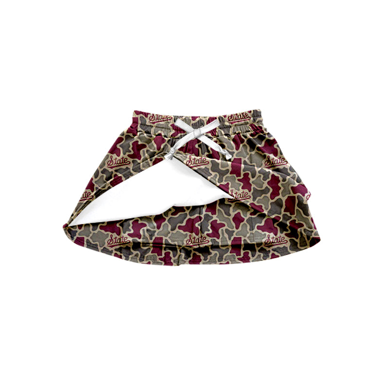 MOQ 5 pcs state camo kids girls team active skirt