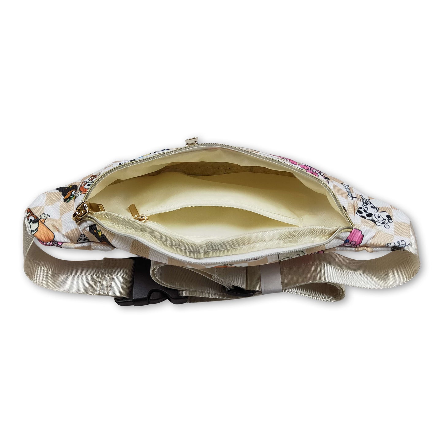Khaki plaid dog girls fanny pack ship from US