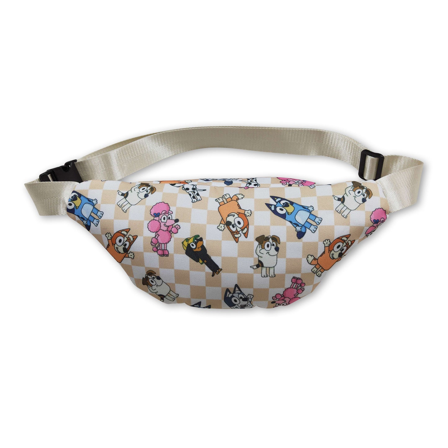 Khaki plaid dog girls fanny pack ship from US