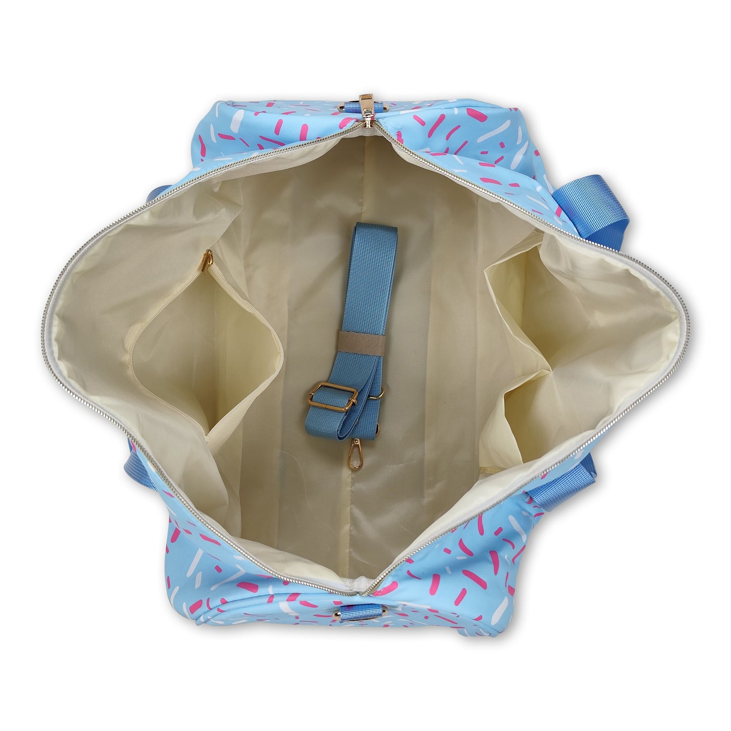 Light blue straps sprinkle duffel bag ship from US