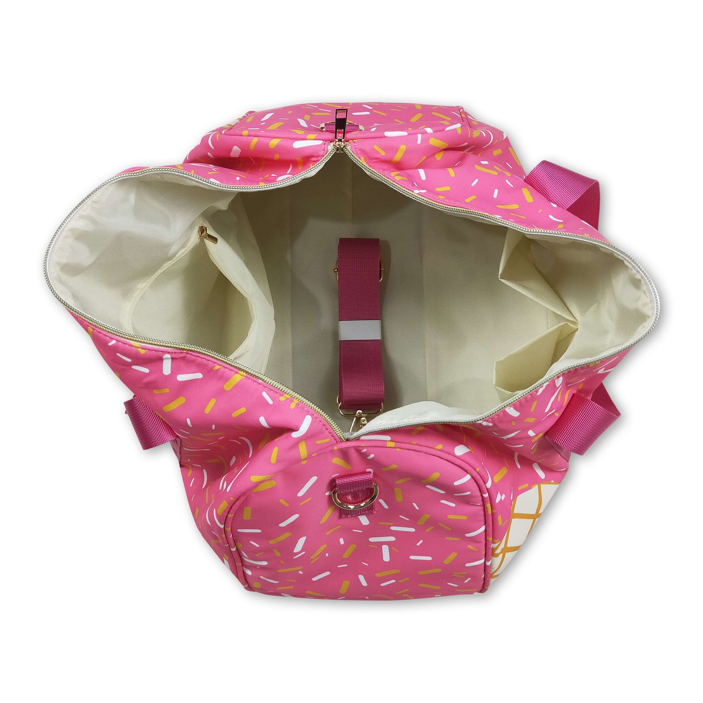 Pink ice cream sprinkle team duffel bag