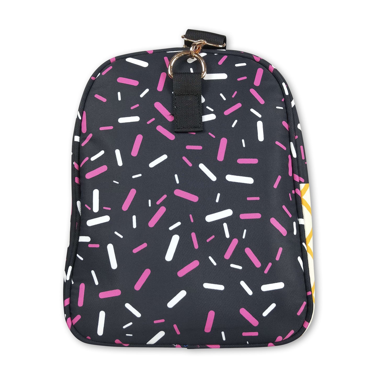 Black ice cream sprinkle team duffel bag