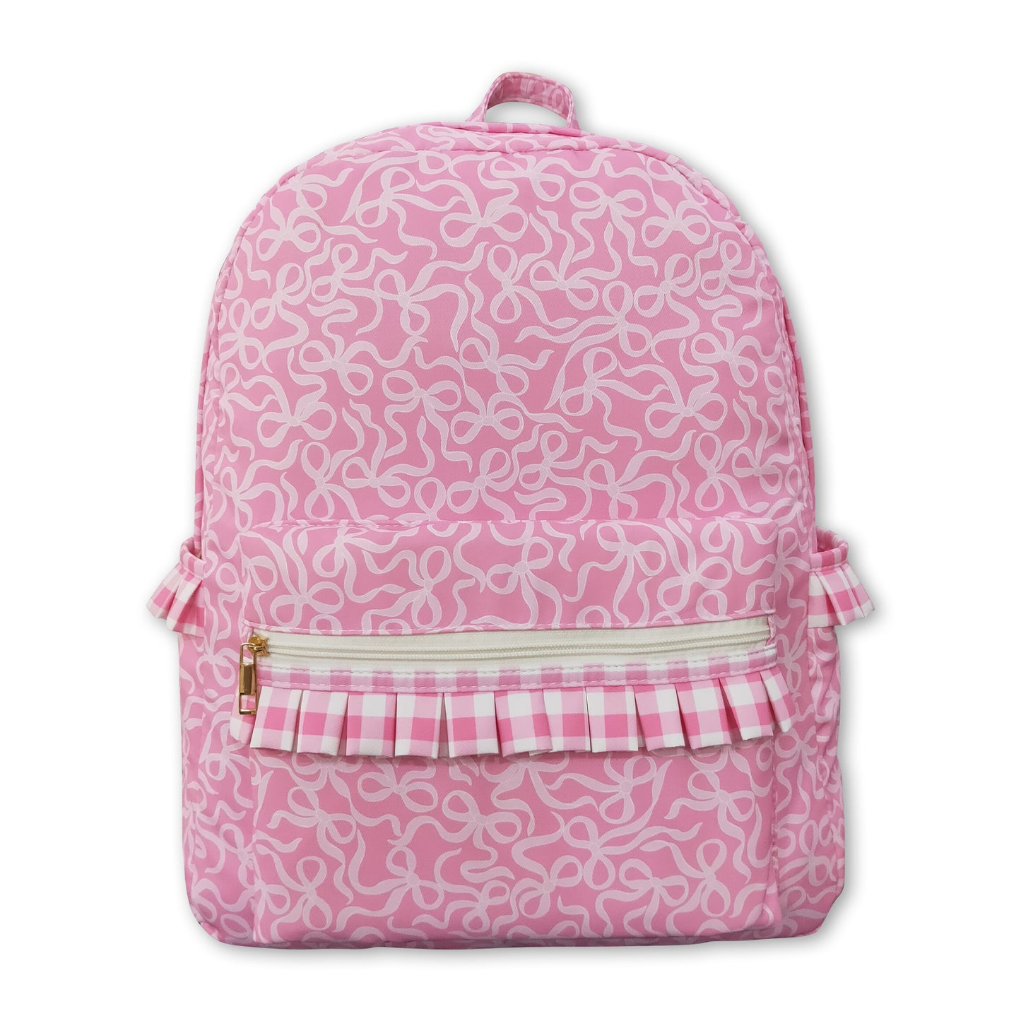 Pink bow ruffle kids girls backpack
