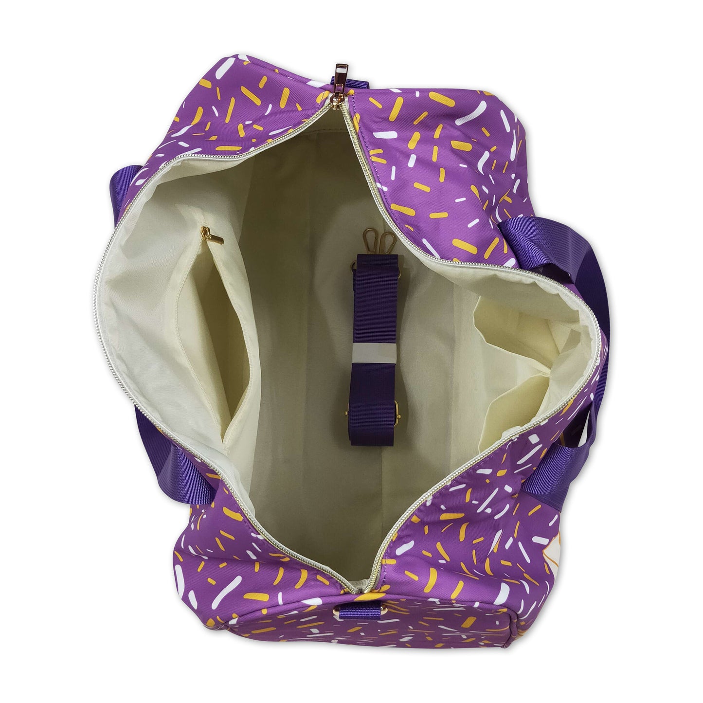 Purple ice cream sprinkle team duffel bag