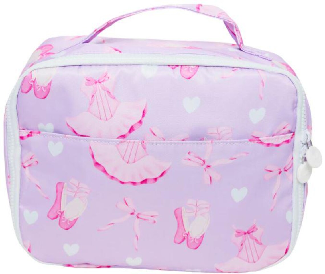Pink bow dance dress shoes print girls lunch box bag