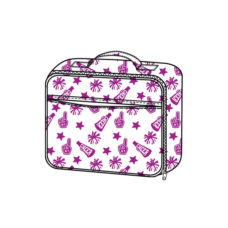 Purple stars firework cheer kids girls lunch box bag