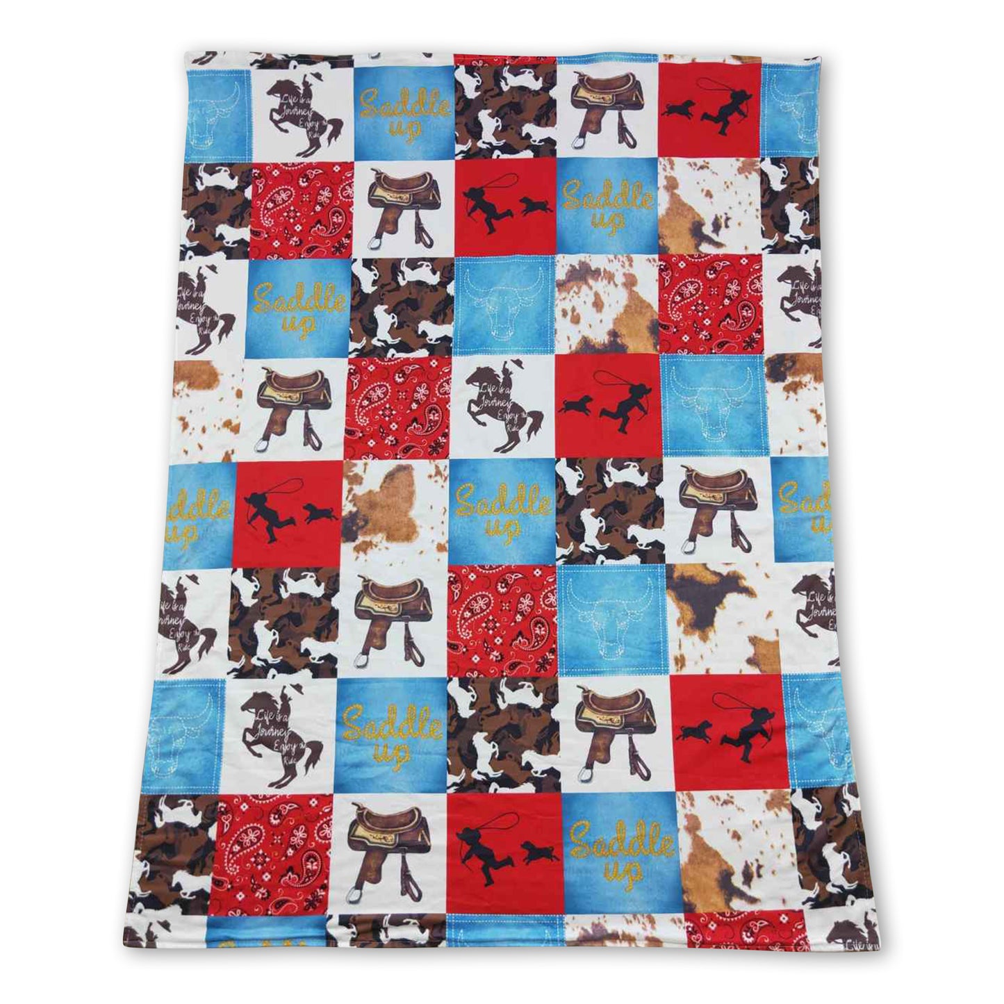 Horse rodeo patchwork baby kids blankets ship from US