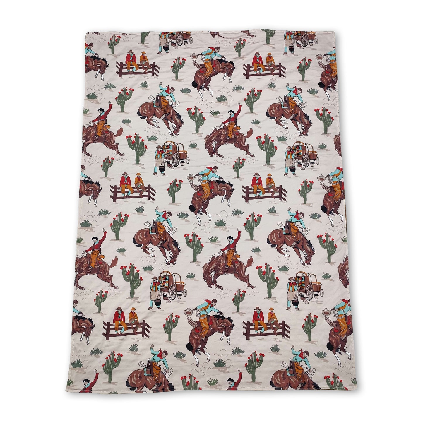 Brown rodeo cactus baby kids western blankets ship from US