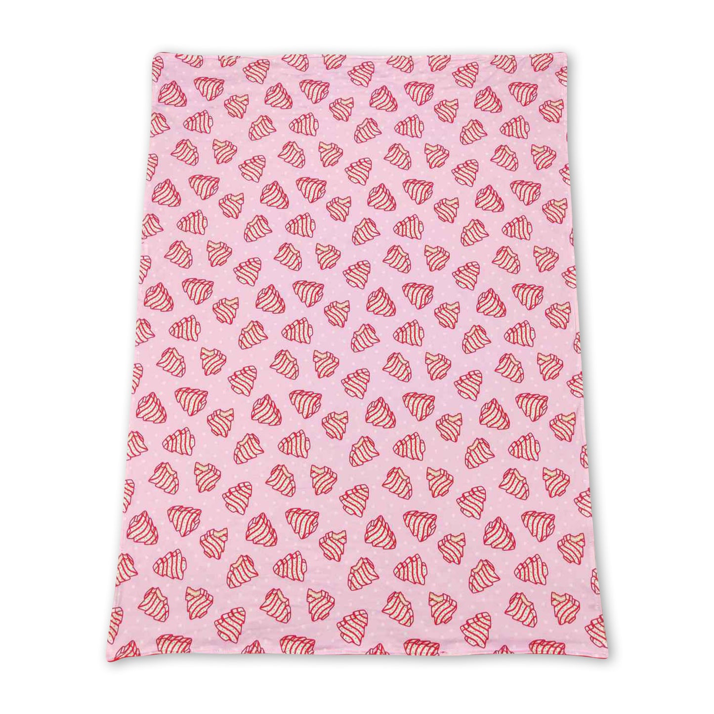 Pink Christmas tree cake baby girls blankets