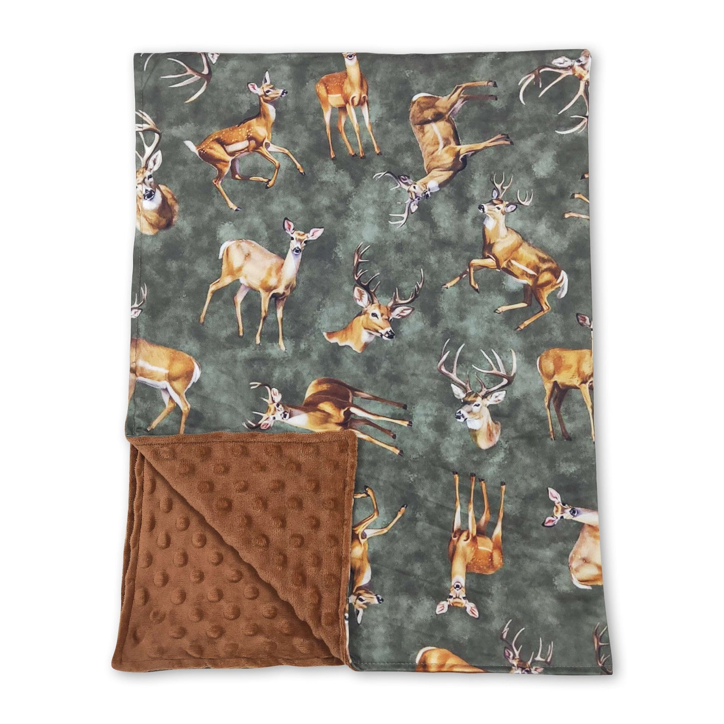 Brown polka dots deer hunting baby blankets ship from US