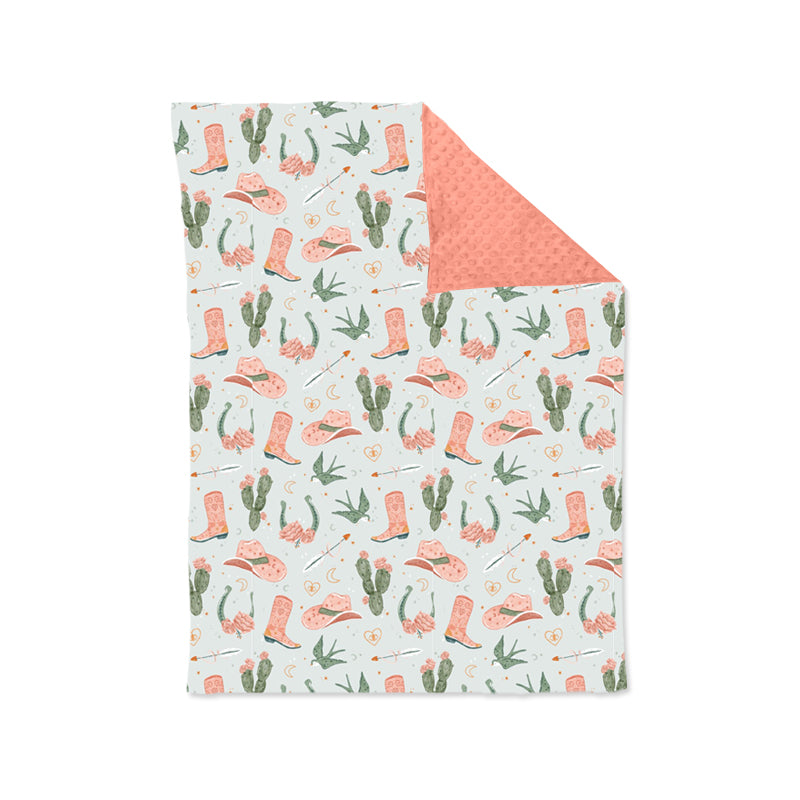 Boots hat cactus baby girls western blankets