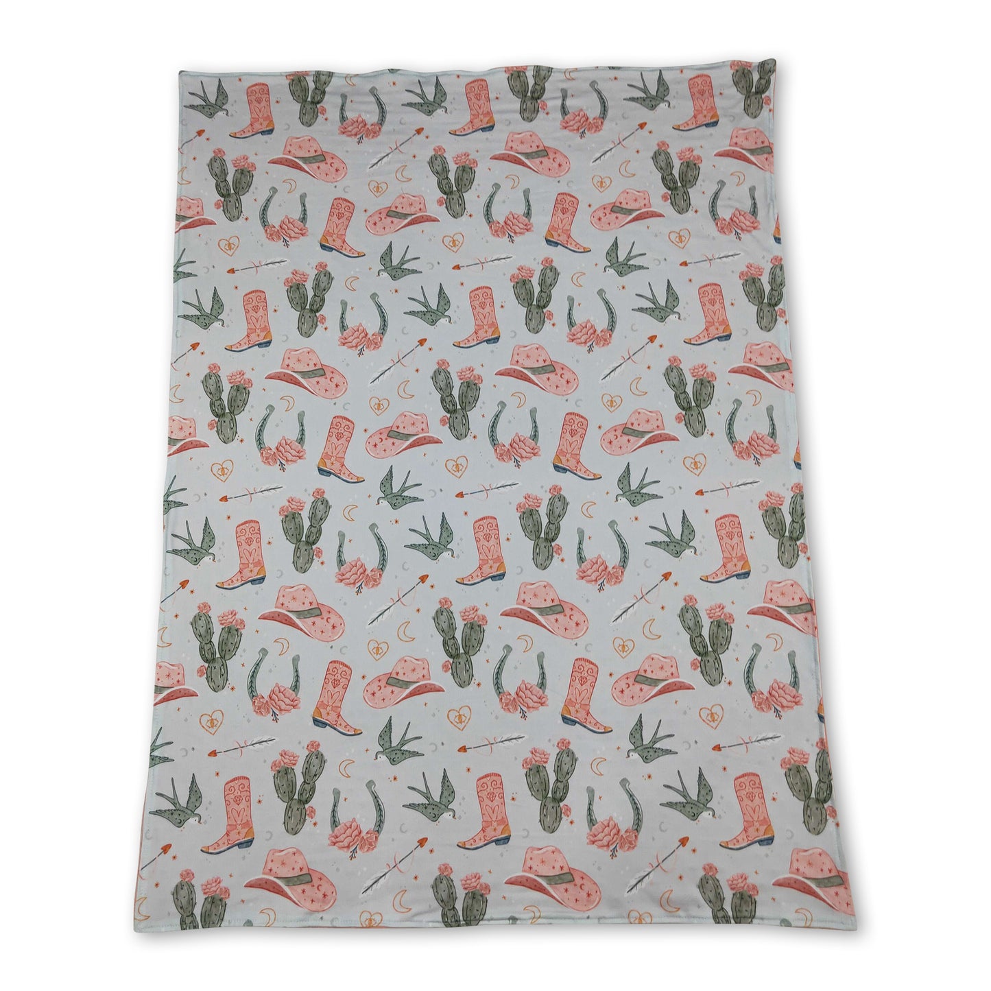 Boots hat cactus baby girls western blankets