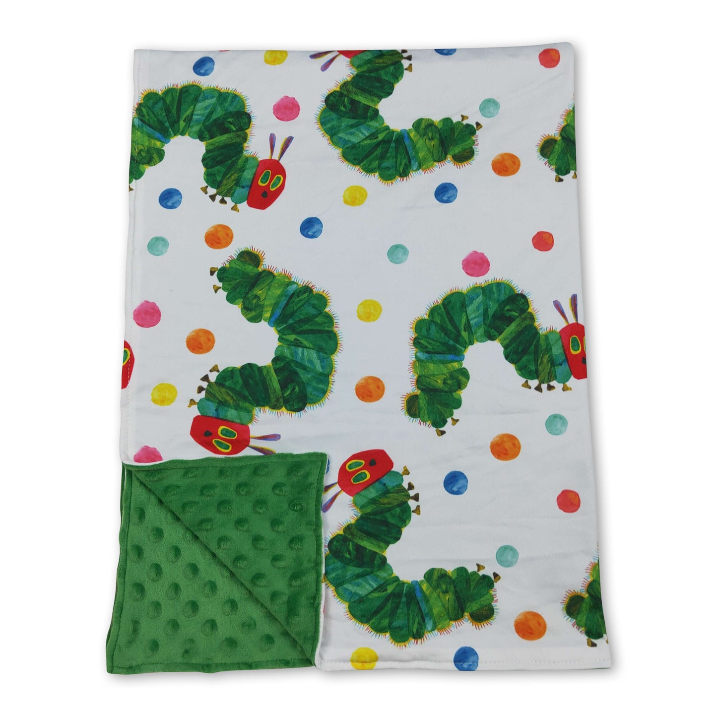 Green polka dots worm baby kids blankets