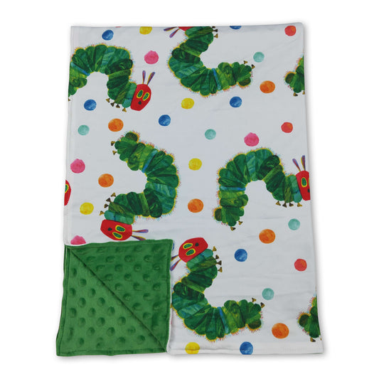 Green polka dots worm baby kids blankets