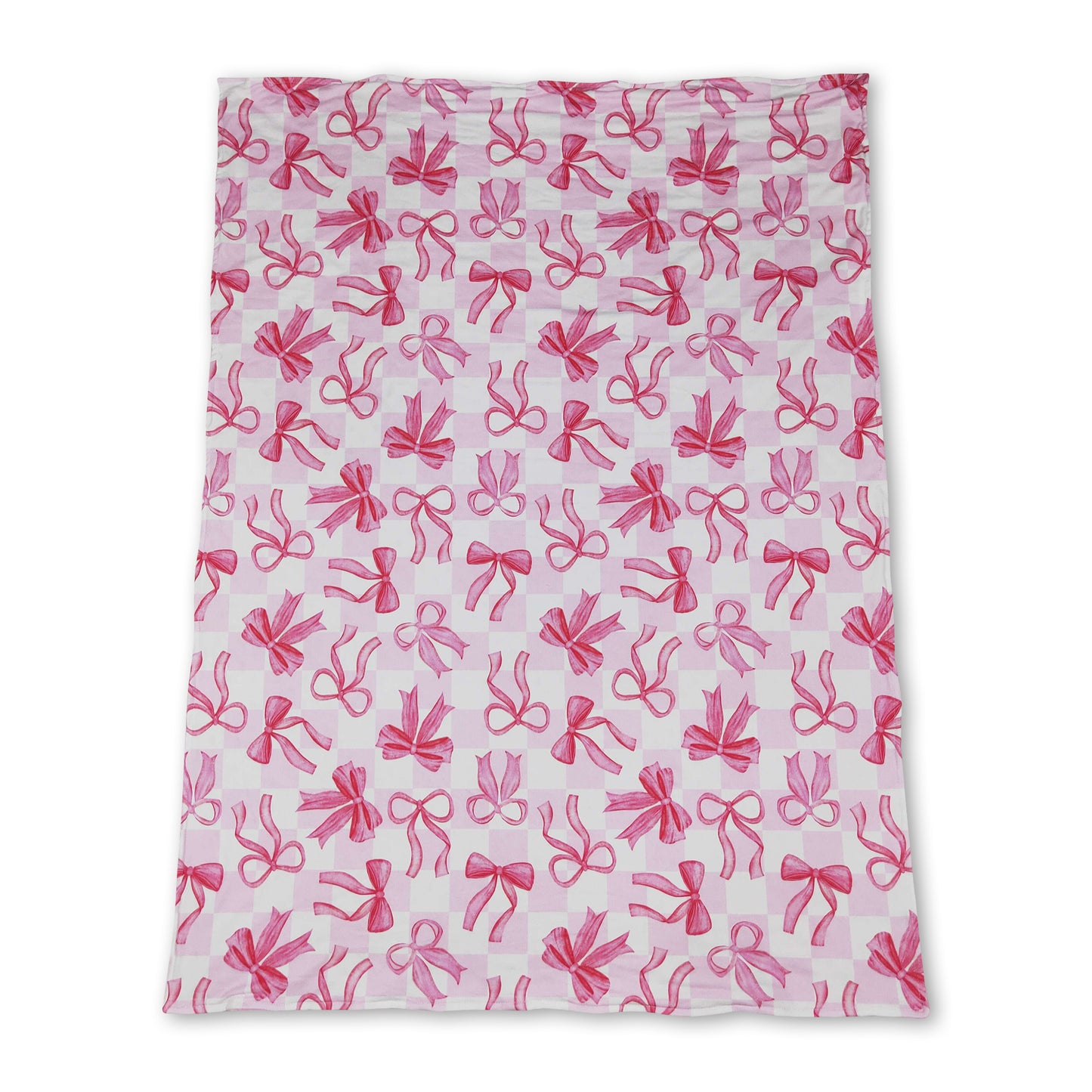 Pink plaid bow baby girls blankets ship from US