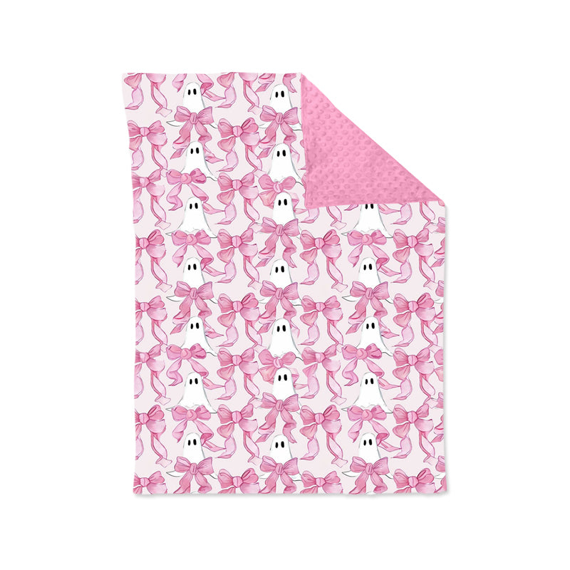 Pink bow ghost baby girls Halloween blanket