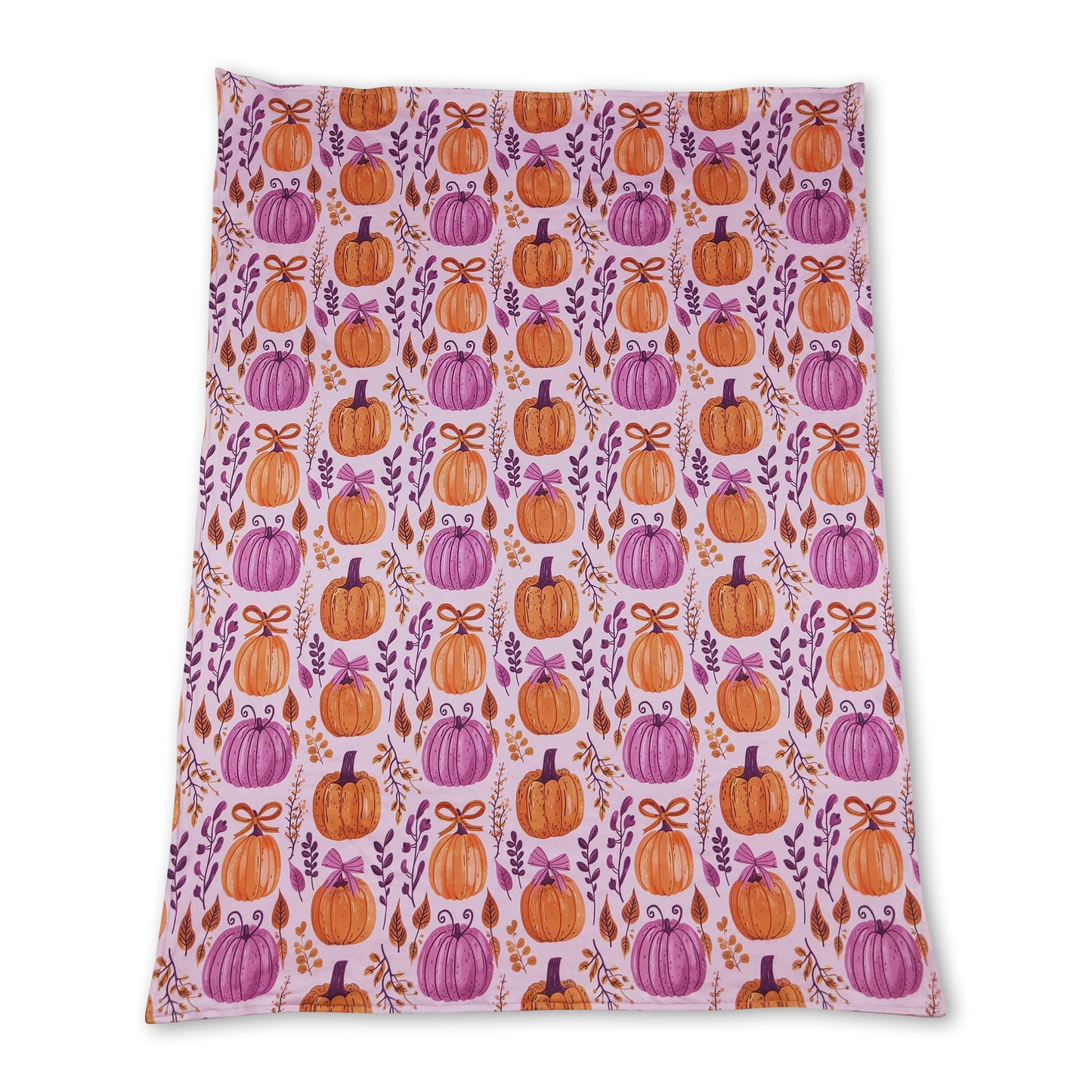 Pumpkin bow baby girls fall minky blankets