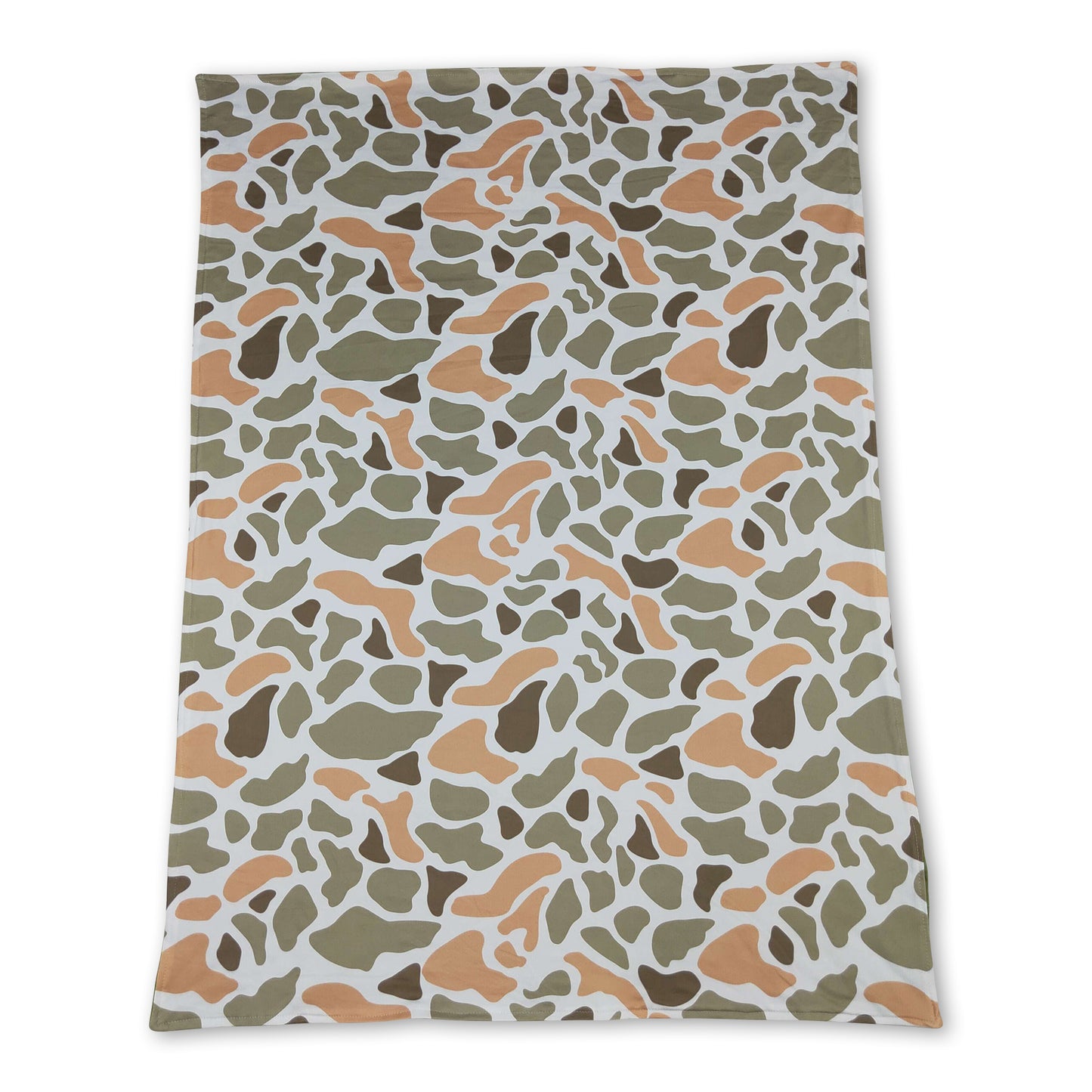 Green orange camo minky baby kids hunting blanket