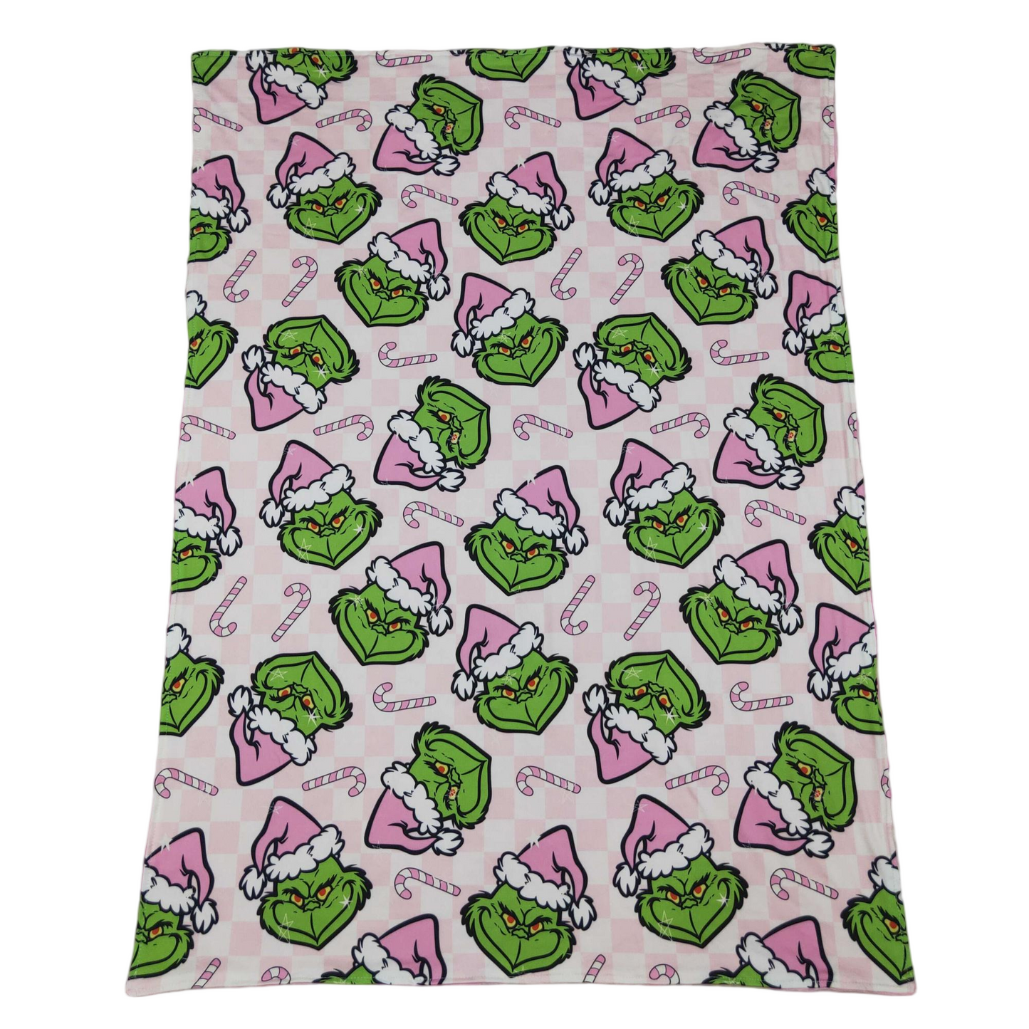 Pink candy cane green face baby girls Christmas blanket