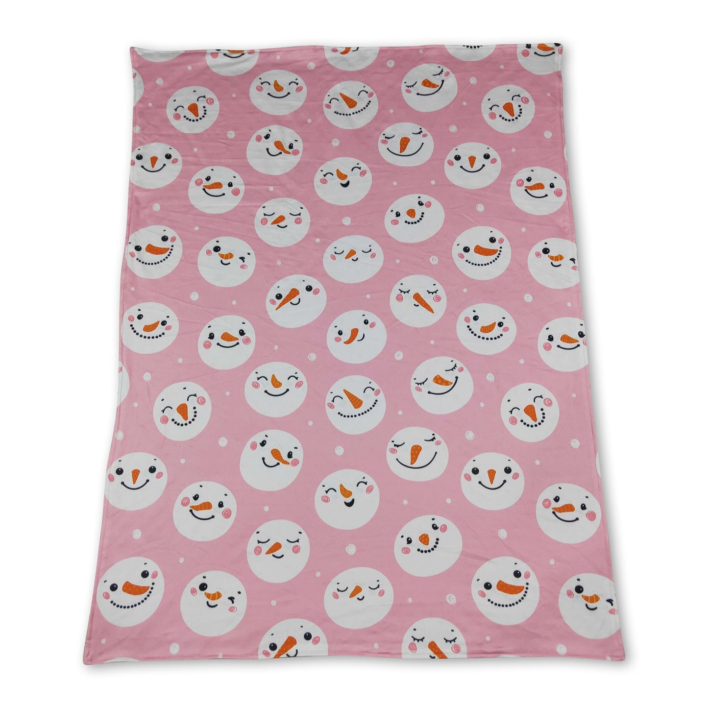 Snowman pink minky dots baby girl blanket