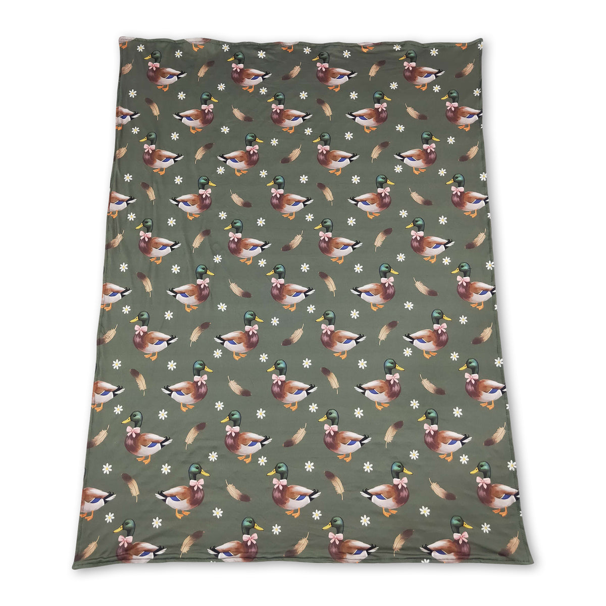 Duck bow floral pink hunting baby girls blanket