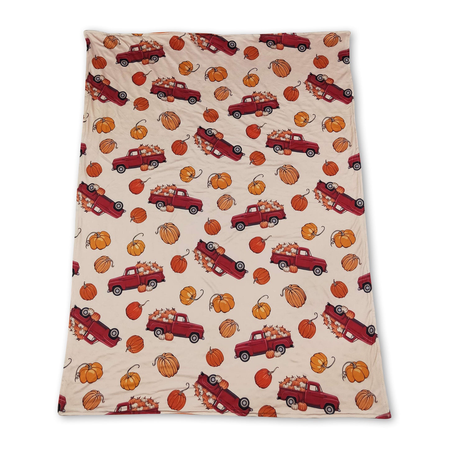 Orange pumpkin truck baby boys fall blanket