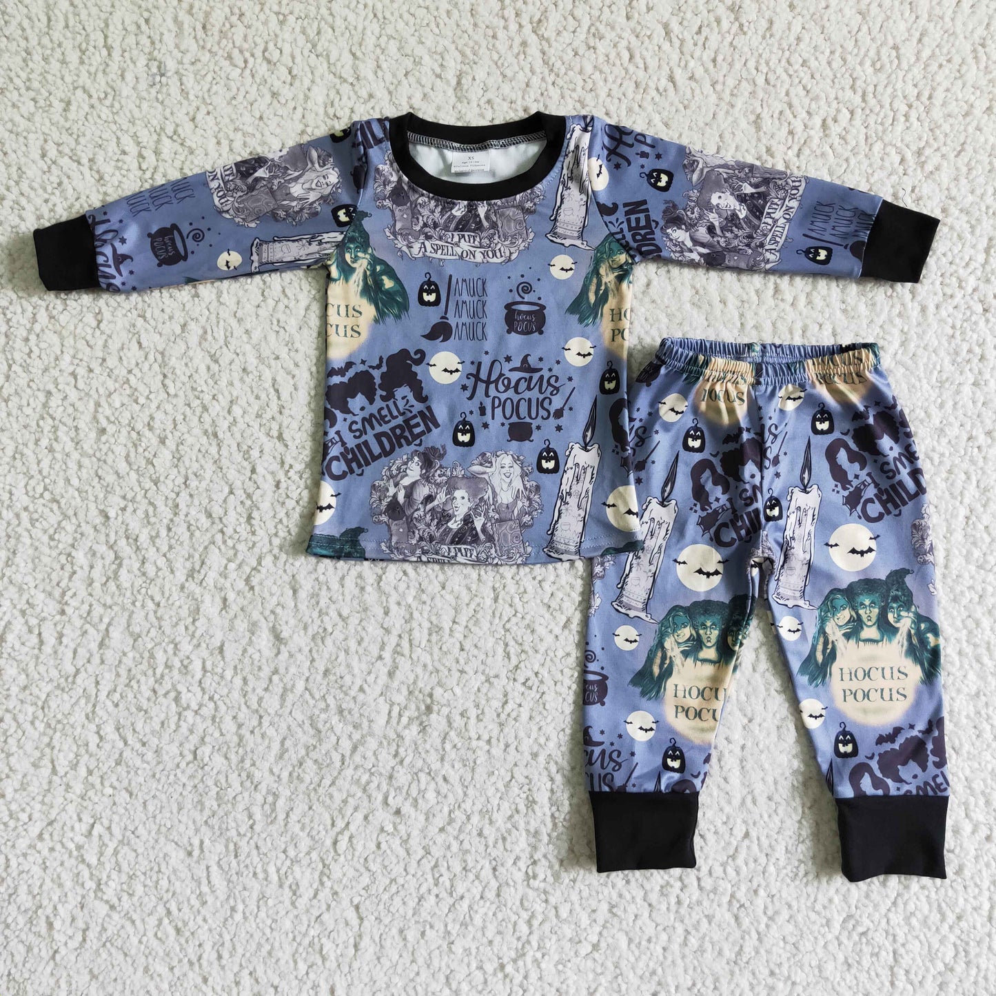 Long sleeve soft witches sleep wear baby kids Halloween pajamas
