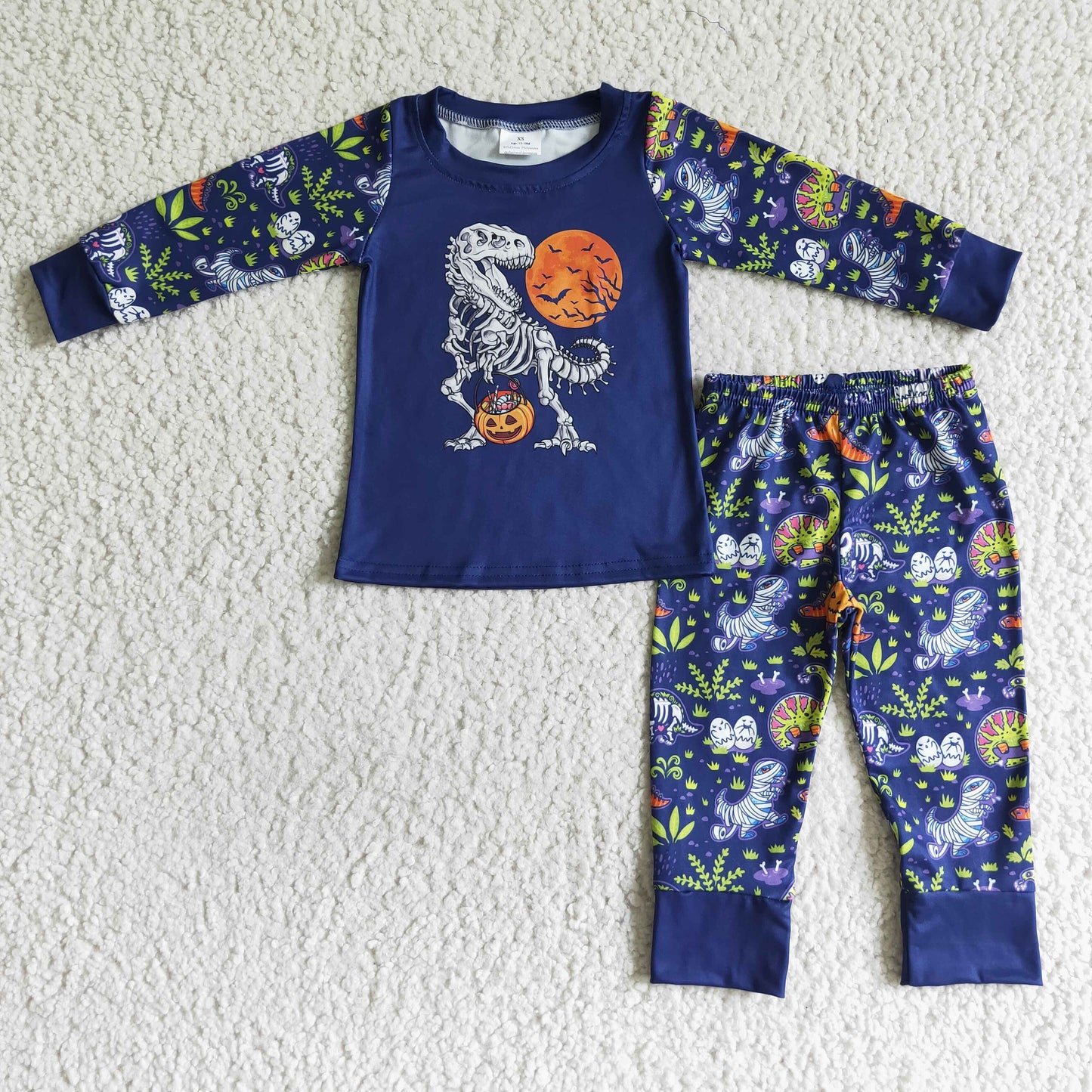 Dinosaur pumpkin set baby boy Halloween pajamas