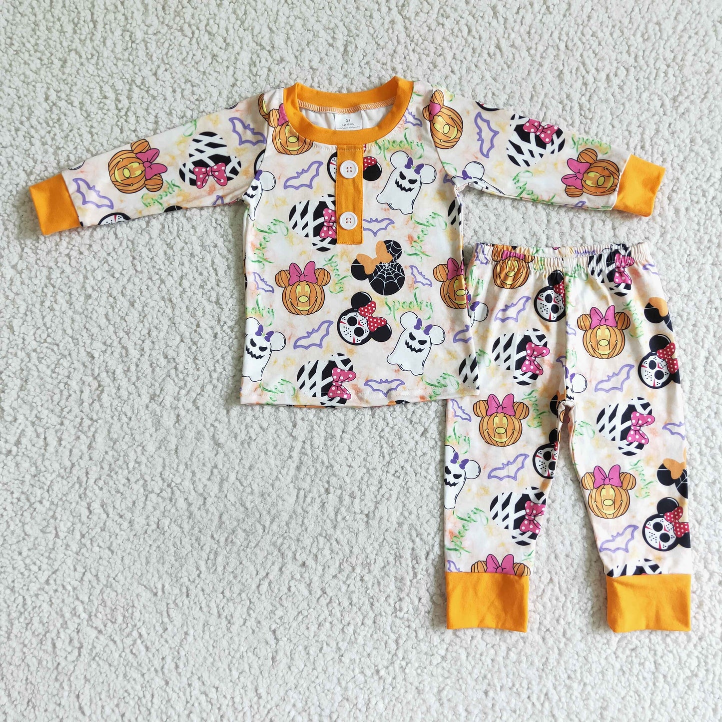 Ghost pumpkin mouse print baby boy Halloween pajamas