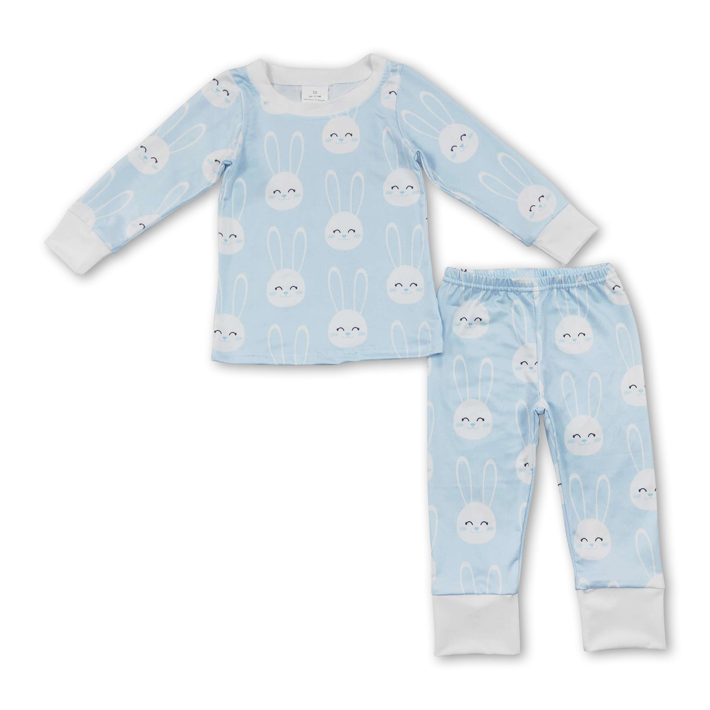 Light blue bunny kids boys easter pajamas