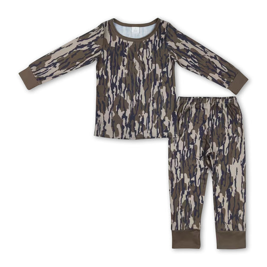 Long sleeves camo kids boys pajamas
