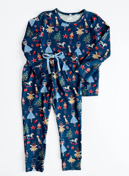 Navy blue Christmas tree king ballet children pajamas