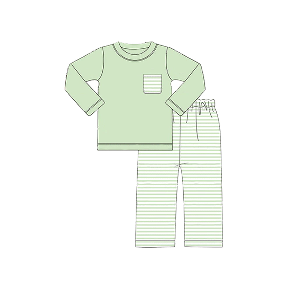 Long sleeves stripe pocket top pants kids boys clothing