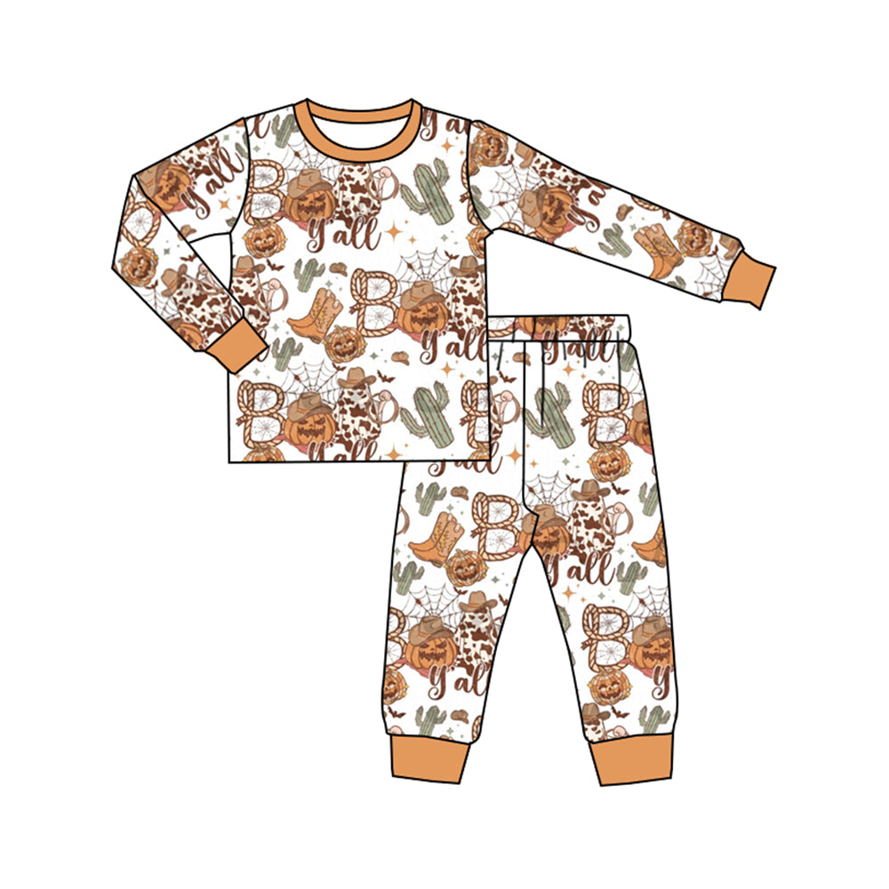Boo y'all pumpkin cactus kids boys Halloween pajamas